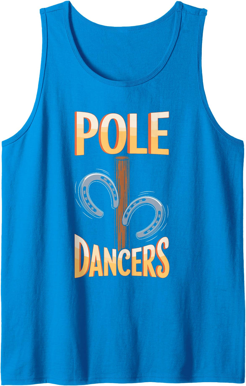 Tossing Horseshoe Pitching Game Horseshoe Thrower Mens Pole Dancers Horseshoes Throwing Horse Horseshoe Pitcher Tank Top - Sapphire Blue