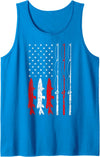 Who love Fishing Fisherman American Flag Fishing rod line pole fish stripes Fisherman Tank Top - Sapphire Blue