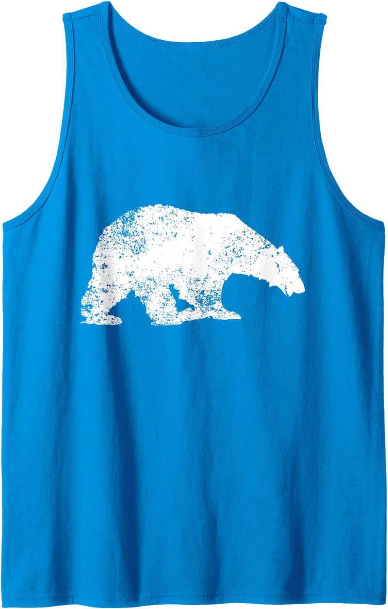 Polar Bear Lovers Graphic Distressed Polar Bear Print - Vintage Polar Bear Tank Top - Sapphire Blue