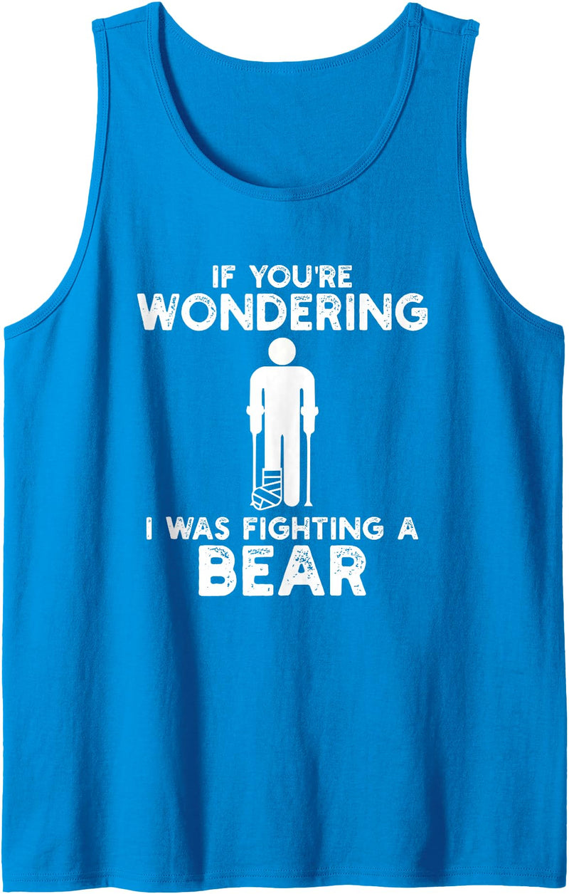 I Was Fighting A Bear Humor Designs Co. Funny Humour I Was Fighting A Bear Tank Top - Sapphire Blue