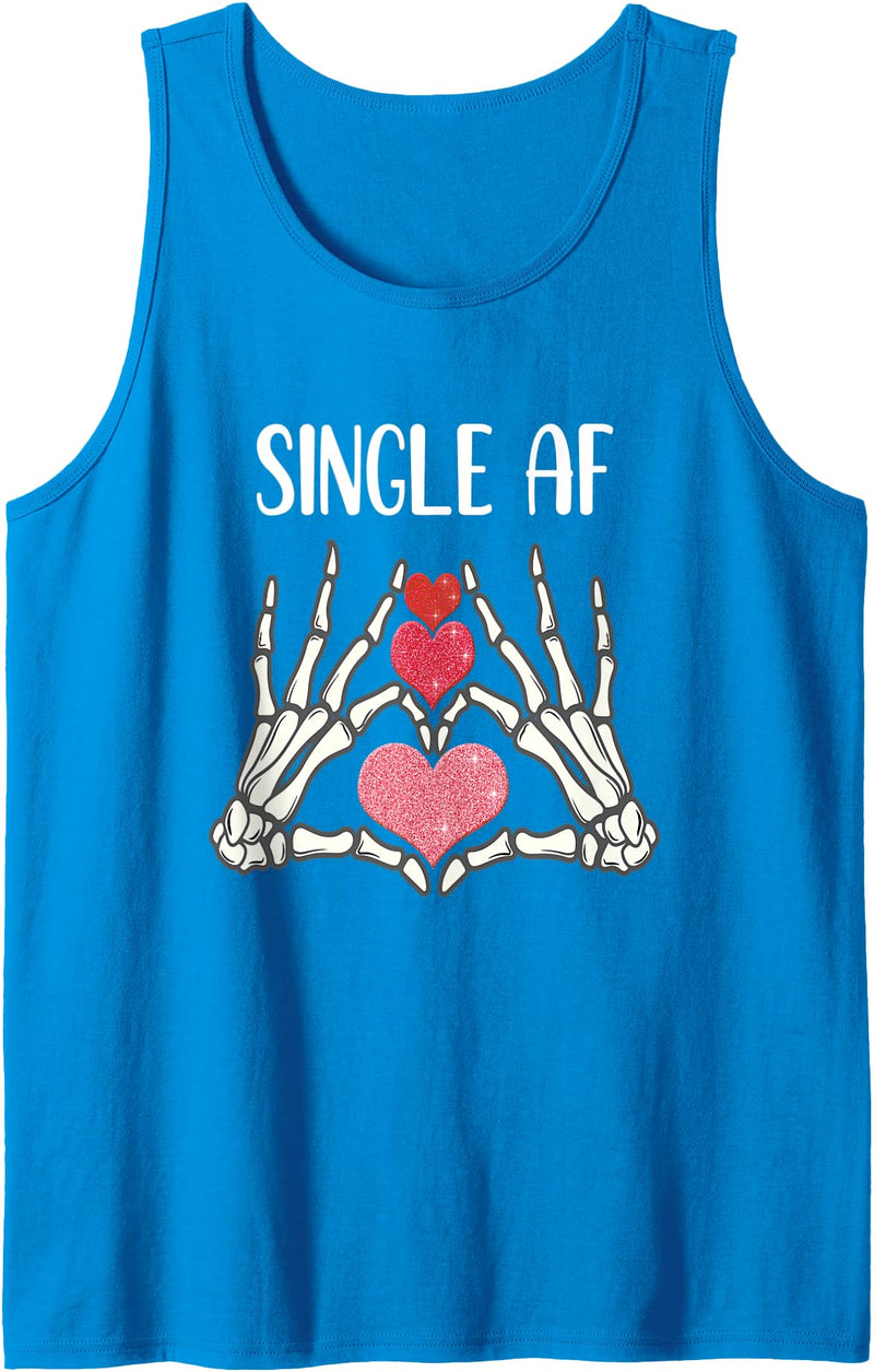 Single Lady's Single AF Skeleton and Hearts Tees Single AF skeleton hands hearts single women's halloween Tank Top -