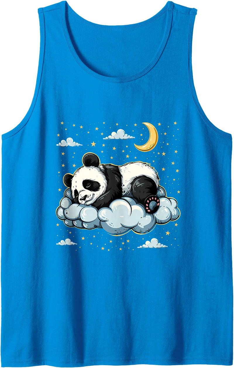 Cute Sleeping Animals Panda Sleeping Moon Napping Sleep Panda Bear Sleepy Animal Tank Top - Sapphire Blue