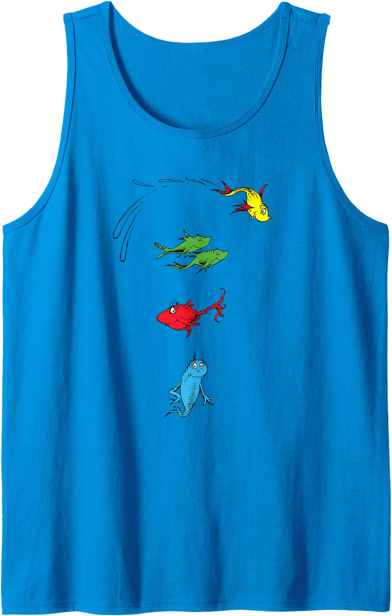 Dr. Seuss One Fish Two Fish Red Fish Blue Fish Tank Top - Sapphire Blue