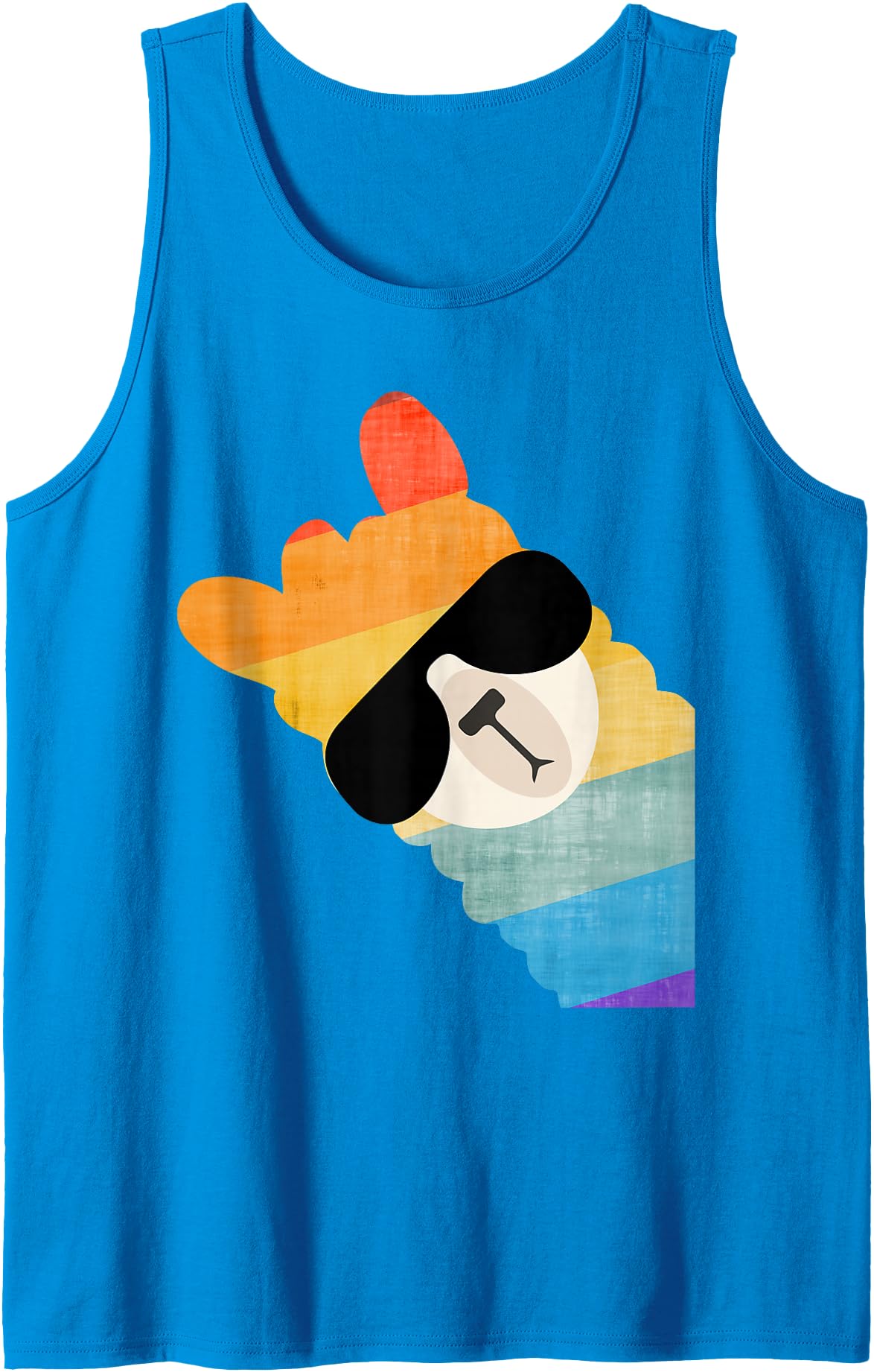 Llama Alpaca gifidea for men and women Rainbow Alpaca Llama Fun with sunglasses for women and men Tank Top - Sapphire Blue