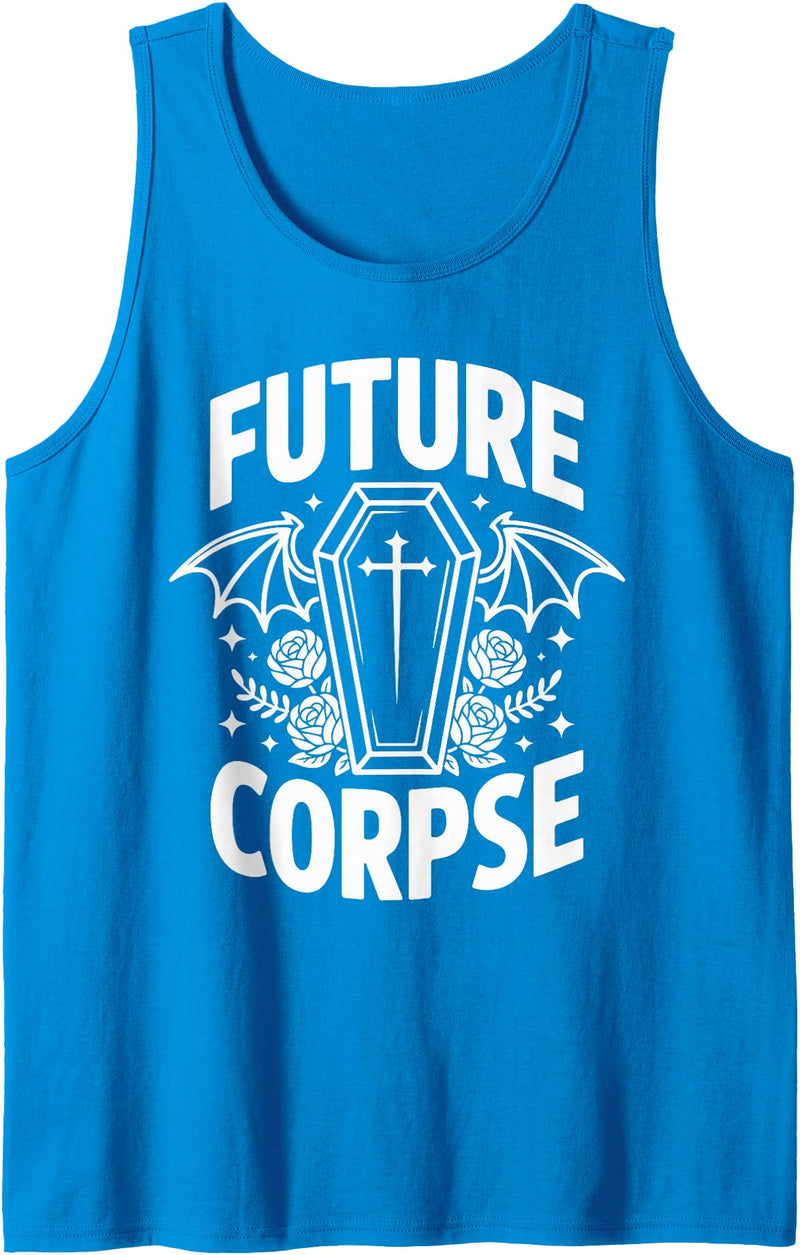 Coffin Humor Halloween Future Corpse Future Corpse Funny Halloween Coffin Bats Tank Top - Sapphire Blue