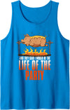 BBQ Season Smoke Meat Dad Grill Gifts Funny Saying Roasted Pig Rotisserie Pork Lover Food Pun Tee Tank Top - Sapphire Blue