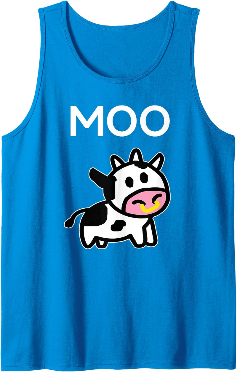holy cow Tess & Gifts Funny Farmer Cow - MOO Cow for Adults Men Women Boys Girls Tank Top - Sapphire Blue
