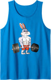 Rabbit Weightlifting Funny Deadlift Fitness Easter Day Tank Top in Sapphire Blue