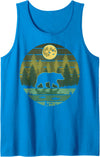 Grizzly Bear Camping Hiking Mountain Vintage Bear Forest Retro Wildlife Nature Tank Top - Sapphire Blue
