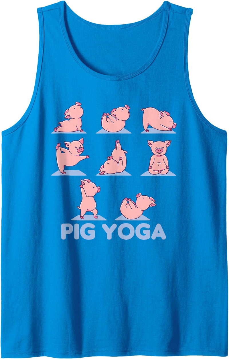 Yoga Animals are doing Sports Pig Yoga Cute Pigs Doing Sport Pig Yoga Tank Top - Sapphire Blue