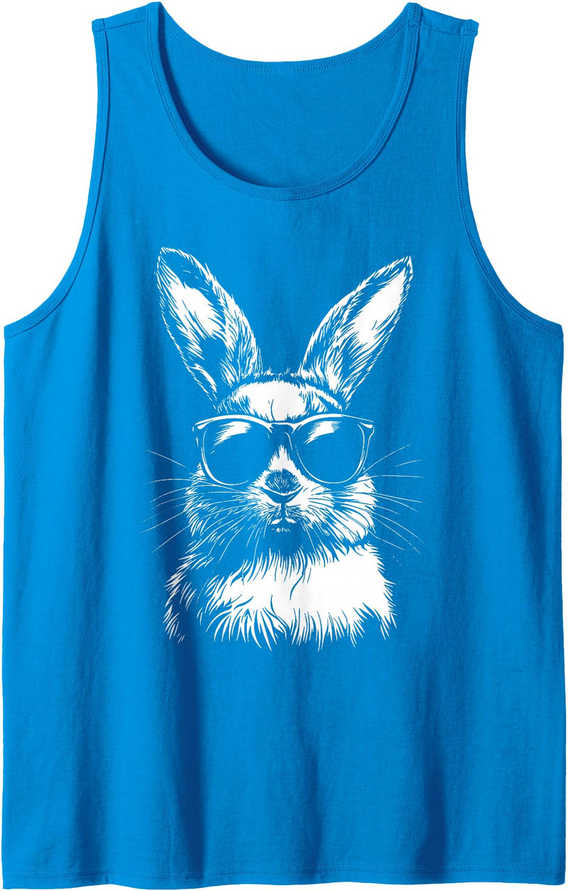 Rabbit Easter Bunny Sunglasses Tank Top in Sapphire Blue