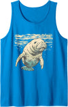 Sea Ocean Animal Art Manatee Sea Ocean Manatee Ocean Sea Animal Manatee Lover Tank Top - Sapphire Blue