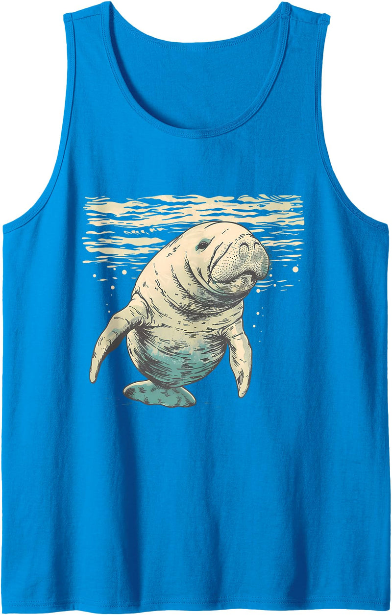 Sea Ocean Animal Art Manatee Sea Ocean Manatee Ocean Sea Animal Manatee Lover Tank Top - Sapphire Blue