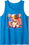 4th of July Highland Cow Popsicle Firework 4th of July Cute Highland Cow Popsicle USA Flag Patriotic Tank Top - Sapphire Blue