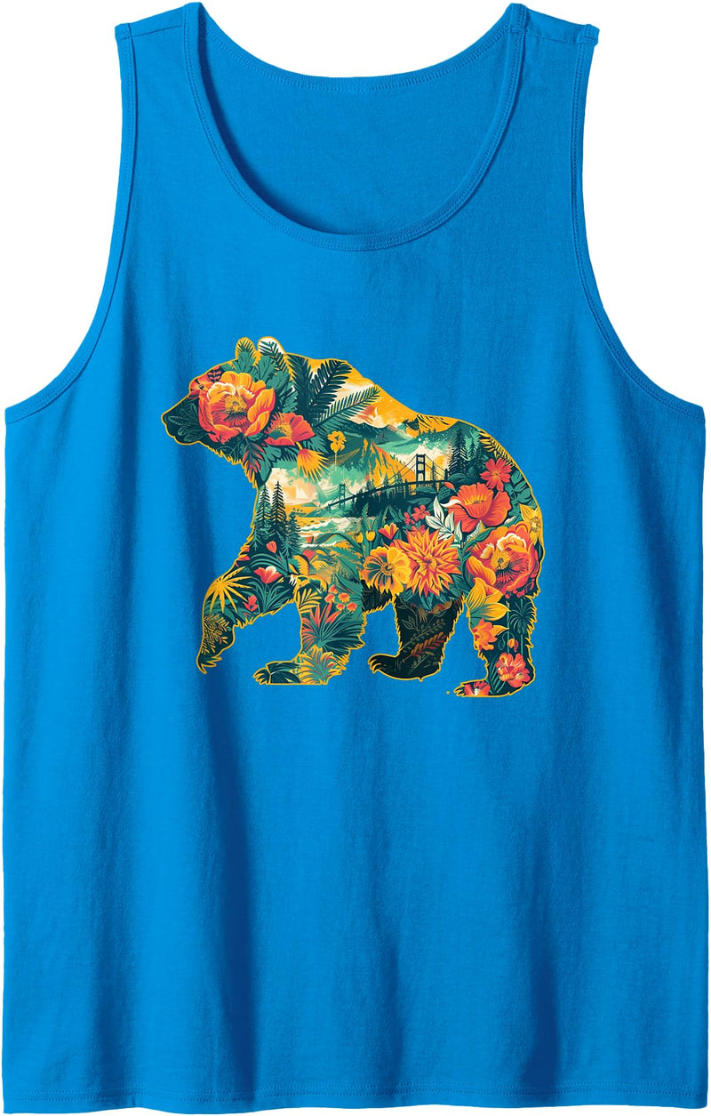 CA Style California Bear Travel Tank Top - Sapphire Blue