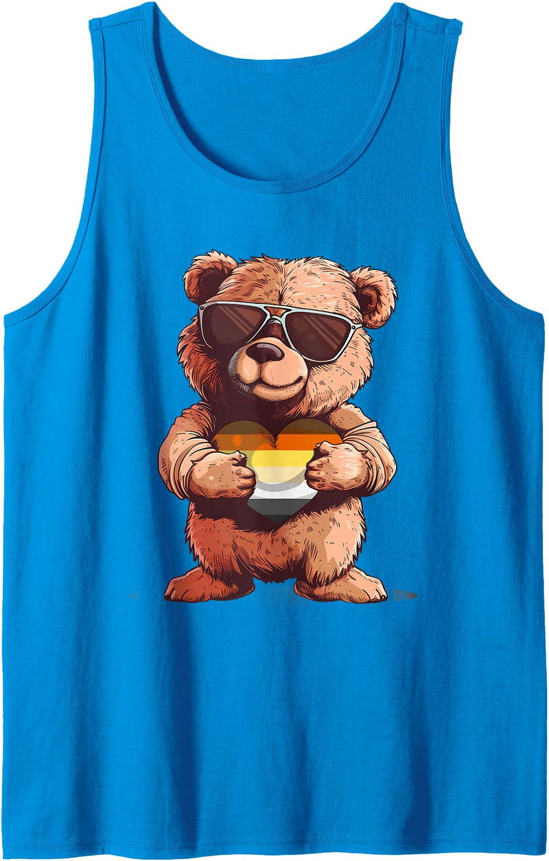 Gay Bear Pride LGBTQ Gay Bear Pride Heart LGBTQ Gay Pride Bear Flag Gay Flag Tank Top - Sapphire Blue