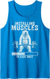 Funny Polar Bear Fitness Deadlift Workout Installing Muscles Please Wait Polar Bear Gym Tank Top - Sapphire Blue