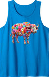 Buffalo lover for Women Men Kids Cute Flower Buffalo on Summer Floral Buffalo Tank Top - Sapphire Blue