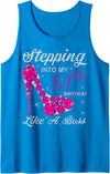 Awesome Age Perfect Gift Gift Girls,Queens,Stepping Into My 57th Birthday Like A boss Tank Top - Sapphire Blue
