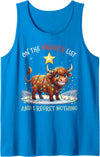Highland Cows Funny Meme Shirt On Naughty List Regret Nothing Christmas Highland Cow Tank Top - Sapphire Blue