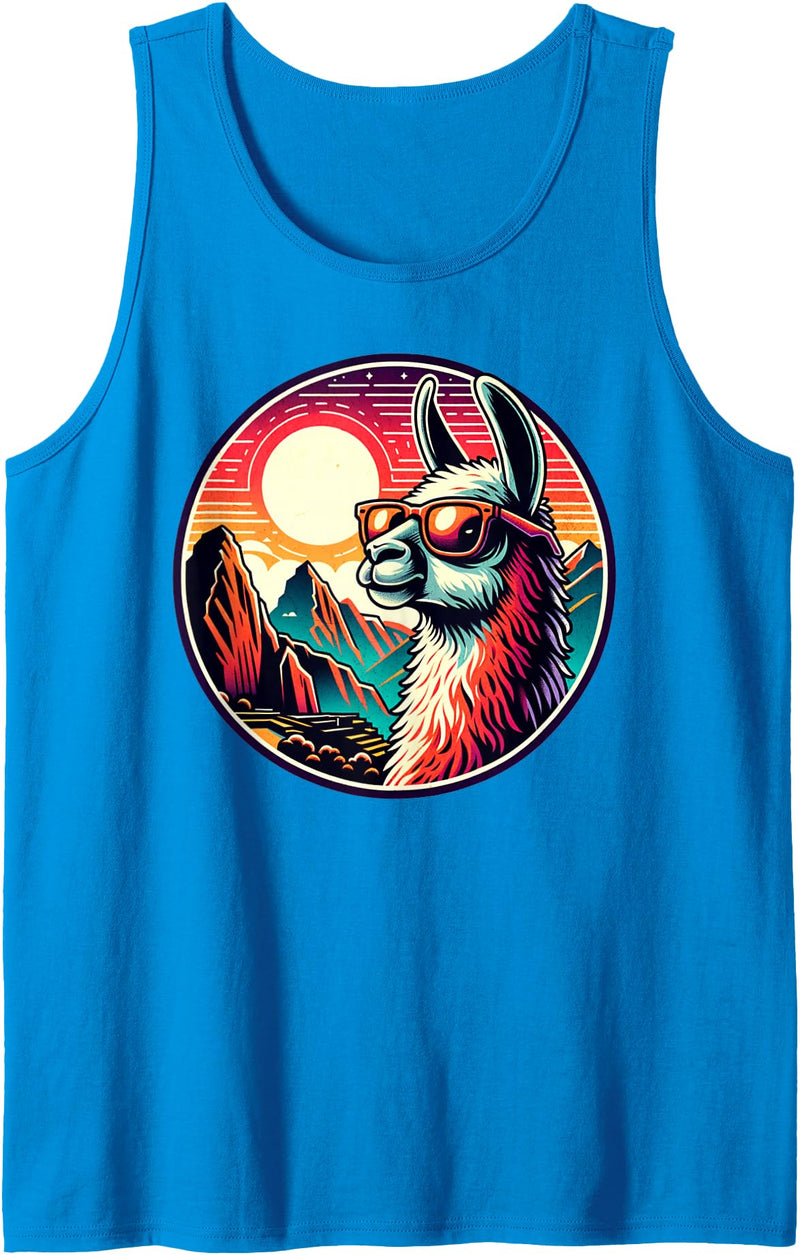 Peruvian Trip And Llama Peru Vacation Alpaca At Machu Picchu in Peru Tank Top - Sapphire Blue