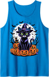 Halloween Cute Ghost Pumpkin Cat Shirt Men Women Vintage Black Cat Halloween Spooky Pumpkins Apparel for Kids Tank Top -