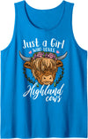 Scottish Highland Cow Lovers Scottish Highland Cow Just a Girl Who Loves Highland Cows Tank Top - Sapphire Blue