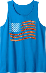 Cool American Smoked Pork Meat Lovers Designs USA Bacon Flag | Cute US Dried Pigs Funny 4th Of July Gift Tank Top - Sapphire Blue