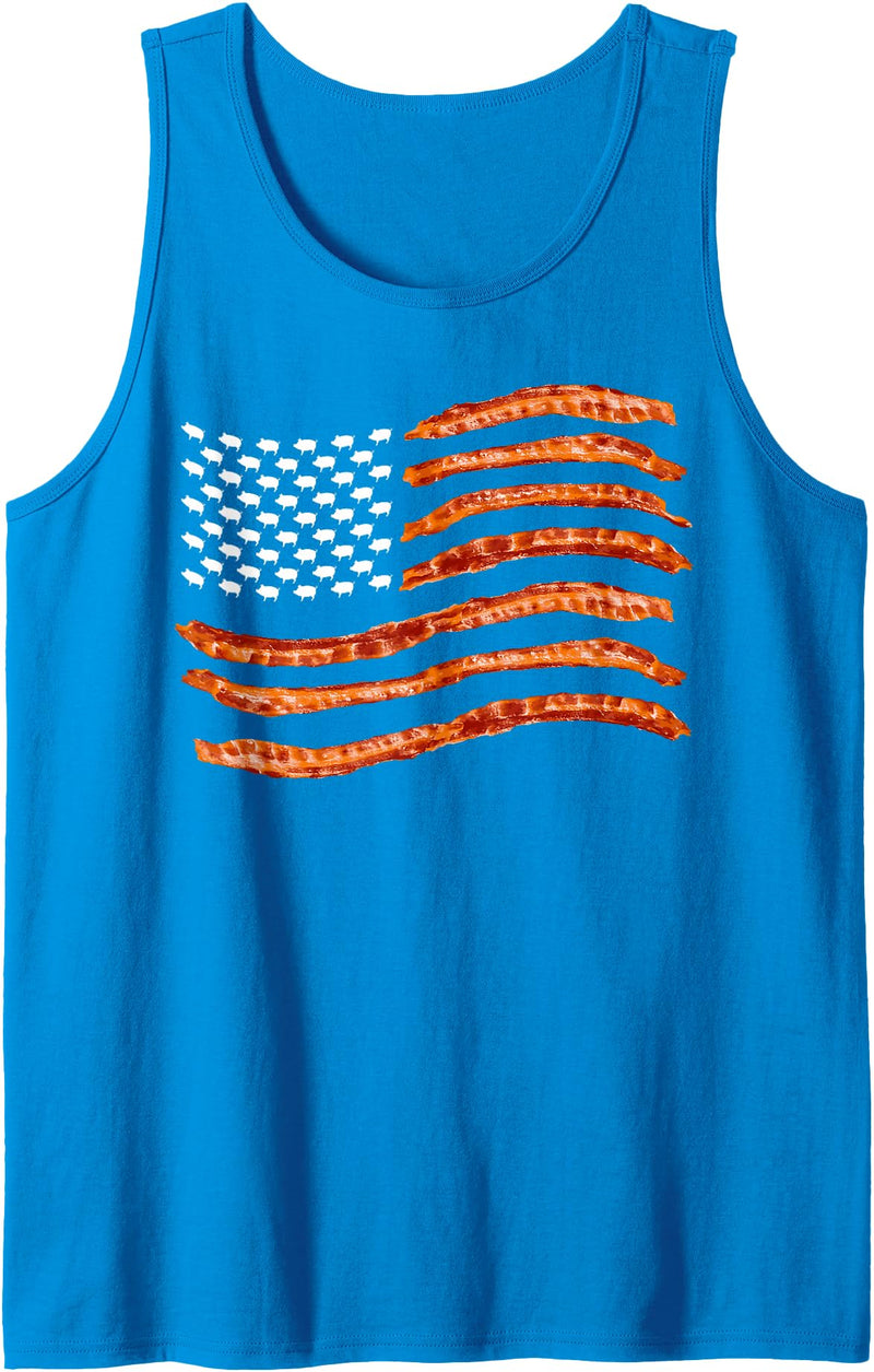 Cool American Smoked Pork Meat Lovers Designs USA Bacon Flag | Cute US Dried Pigs Funny 4th Of July Gift Tank Top - Sapphire Blue