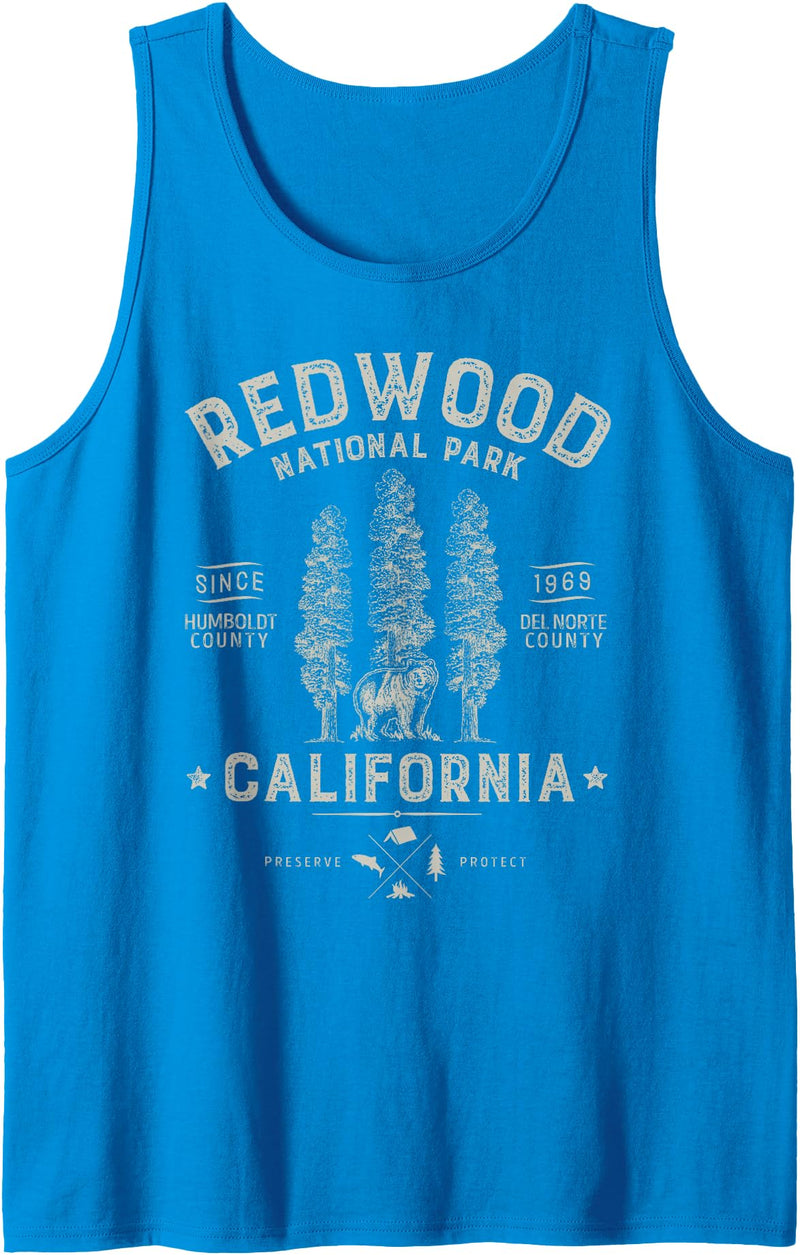 Lique Redwood Redwood National Park Vintage California Bear Gift Men Women Tank Top - Sapphire Blue