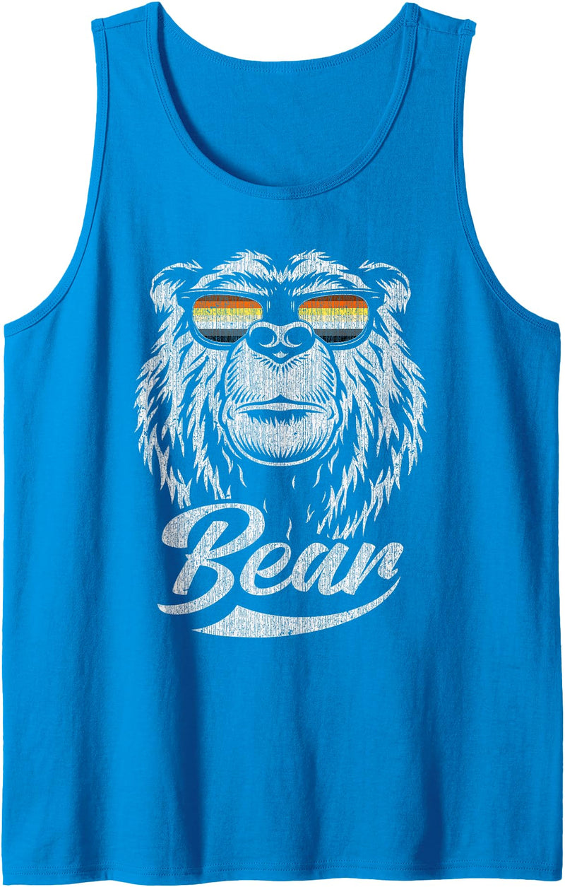Bear Gay Pride by Content Design Studio Mens Gay Bear Community Bear with Glasses Tank Top - Sapphire Blue