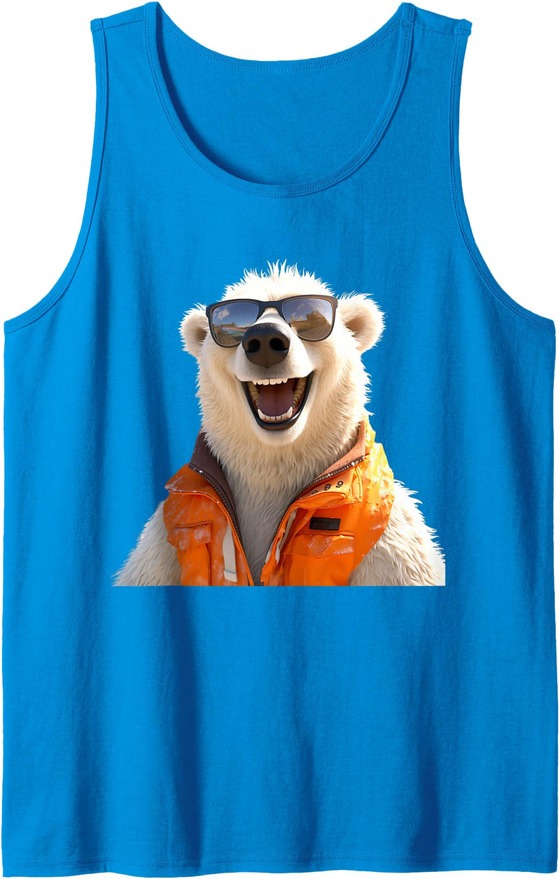 Funny Polar Bears for every Bear Lover Polar Bear With Sunglasses Animal Love Bears Cute Polar Bear Tank Top - Sapphire Blue