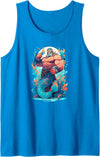 Gay Pride Merman Bear Muscle Daddy Hunk Mermaid Merdaddy Security Merman Daddy Fish Father's Day Mermaid Men Tank Top - Sapphire Blue