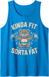Funny Kinda Fit Sorta Fat Cute Bear Retro Tees Kinda Fit Sorta Fat Funny Cute Bear Weightlifter Workout Gym Tank Top - Sapphire Blue