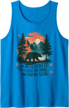 Find My Soul Camping Bear And Into The Forest I Go To Lose My Mind Camping Bear Tank Top - Sapphire Blue