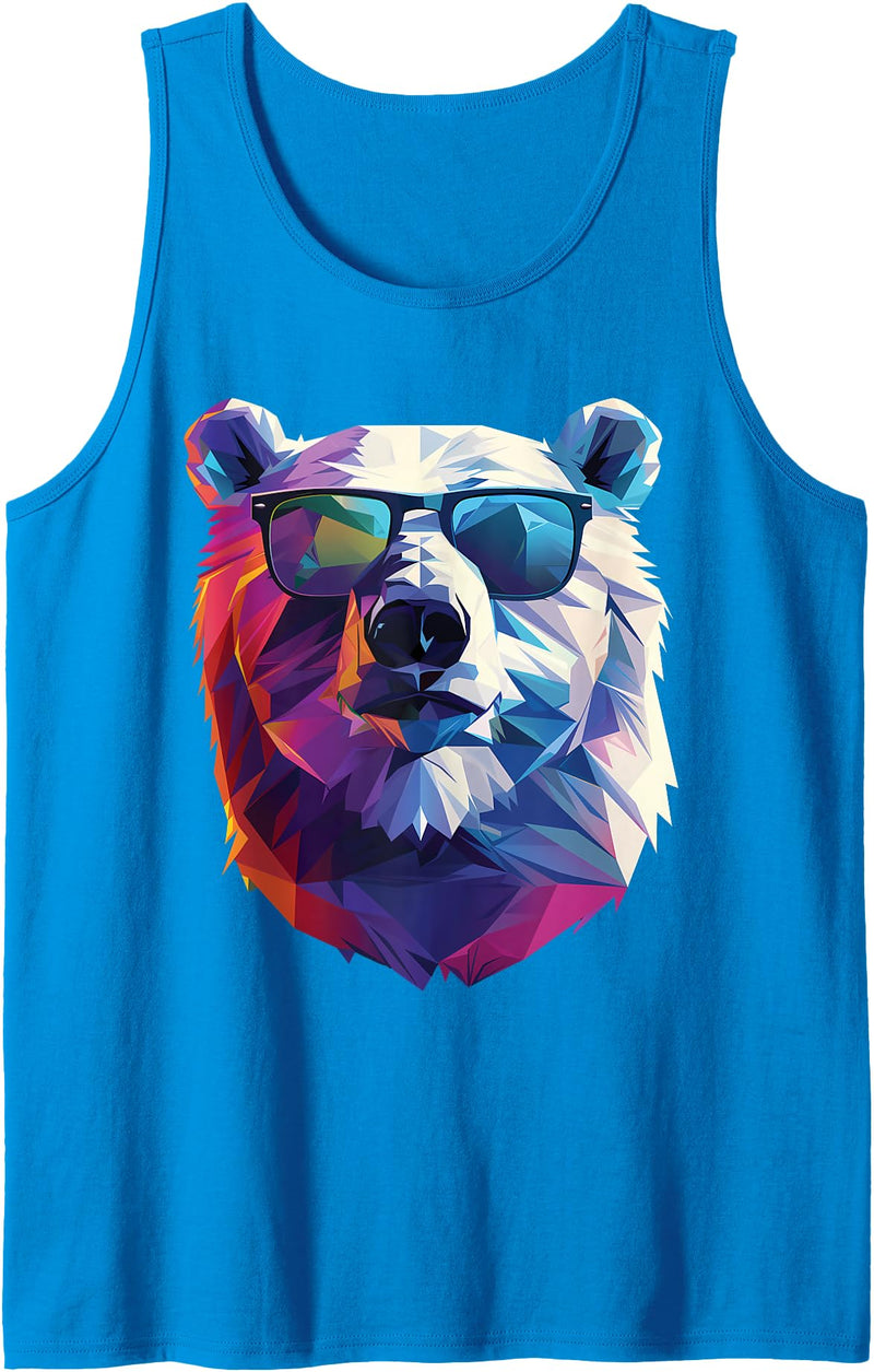 Funny Polar Bear Gift for Men, Women, Dad & Mom Polar Bear Dad Mom Cool Sunglasses - Polar Bear Tank Top - Sapphire Blue