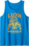 Workout Fitness Gym Shirts Lion Workout Gold Beast Muscle Fitness Gym Animal Tank Top - Sapphire Blue