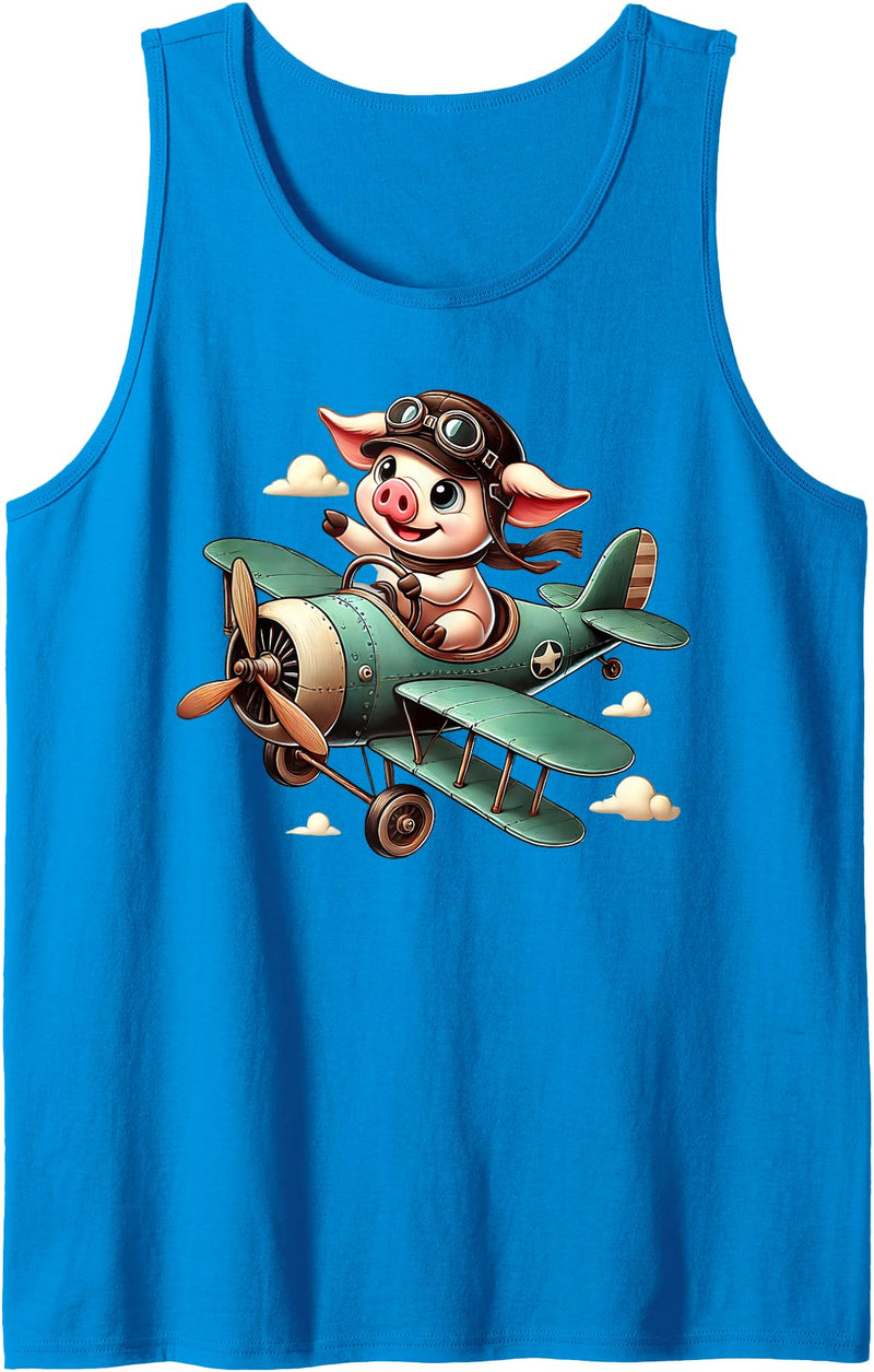 Funny Flaying Pig Pigs Lovers Wings Fly lovers Tee Flying Pig with Wings Fly Pig Lovers Tank Top - Sapphire Blue