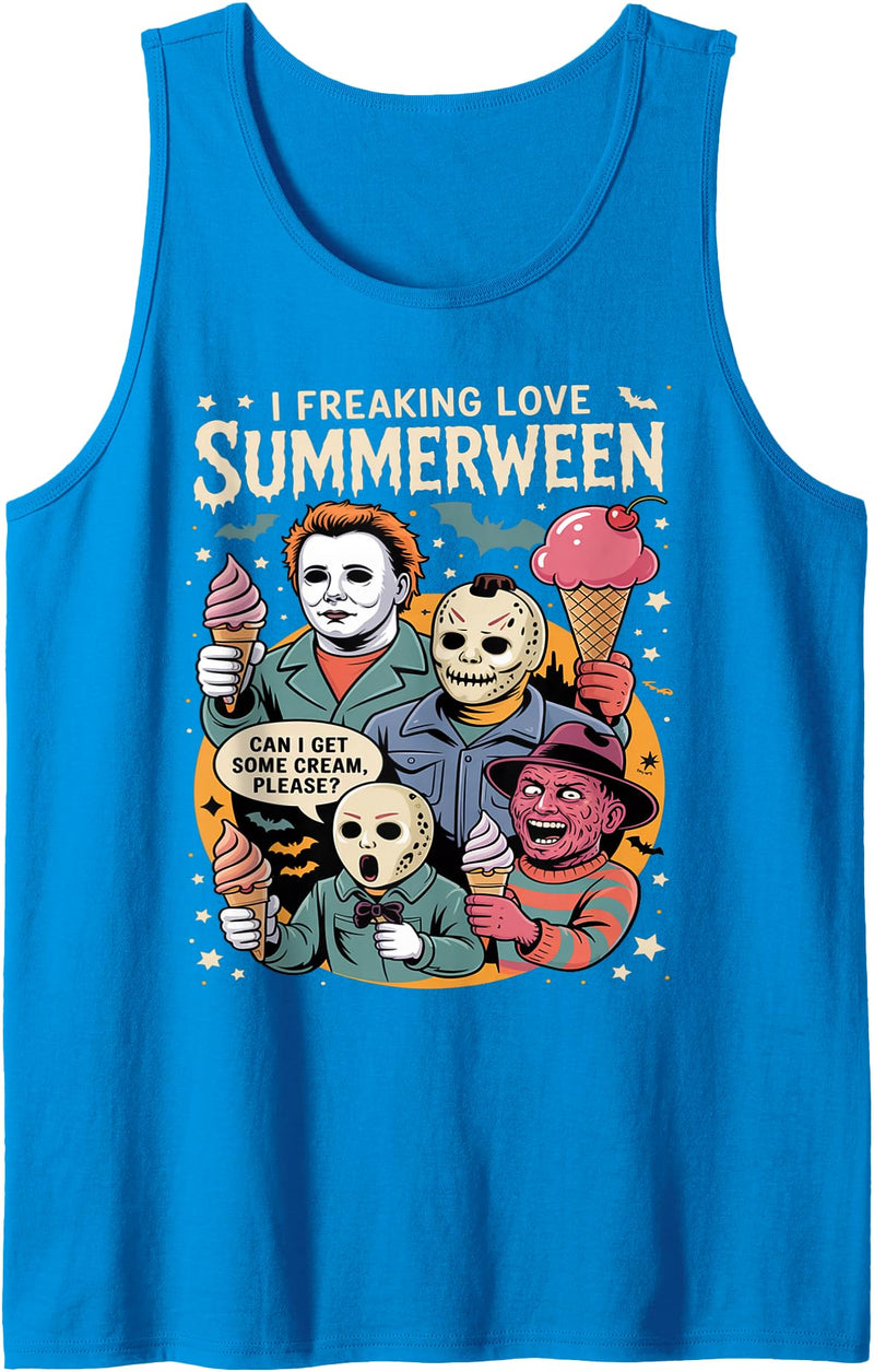 Flo Design Summerween Outfits Summerween Spooky Summer summerween party Halloween Summer Tank Top - Sapphire Blue