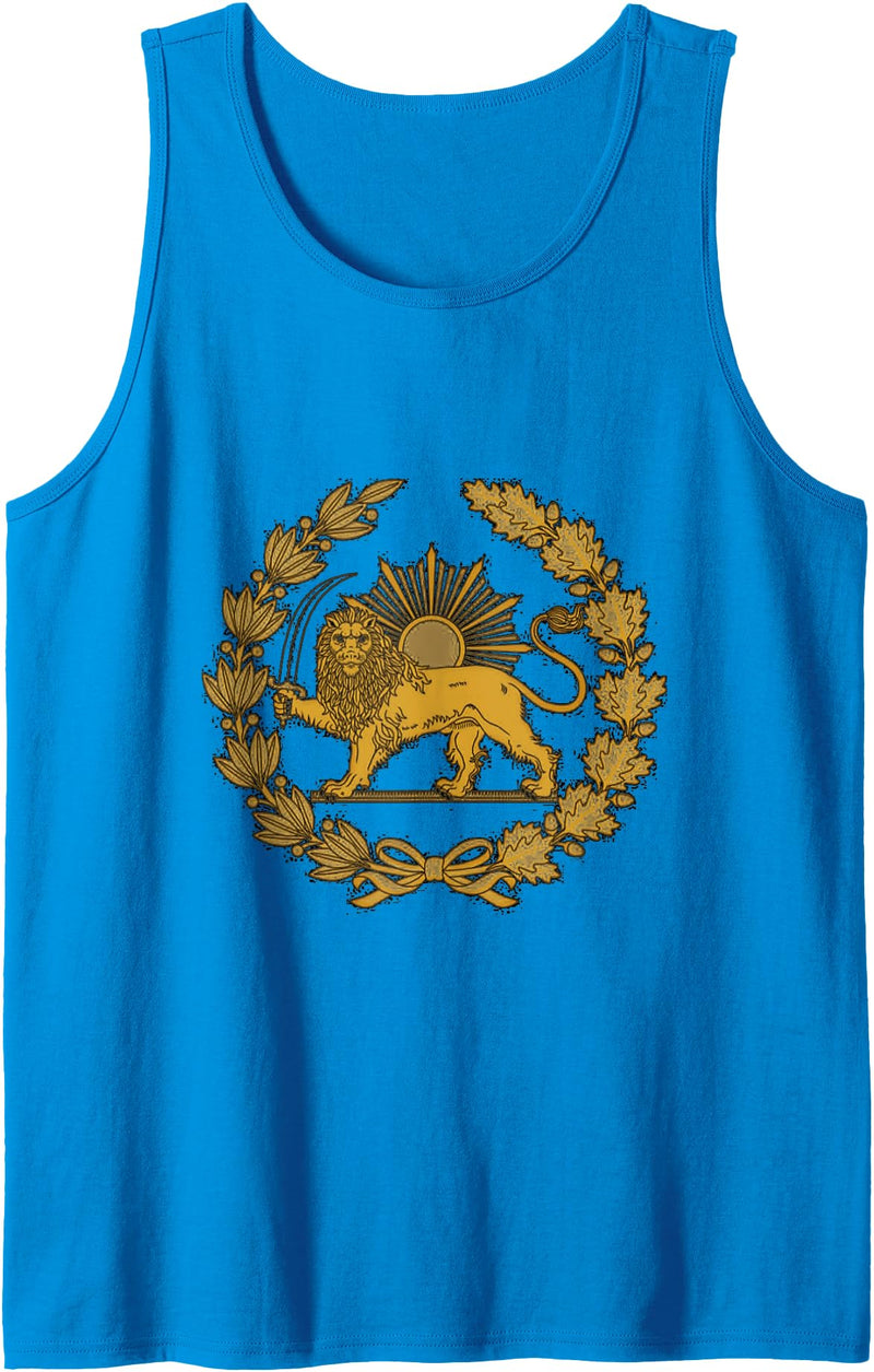 Persian Fine Arts Shir o Khorshid, Lion and Sun, Symbol of Persia Tank Top - Sapphire Blue