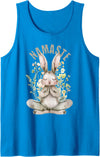 Namaste Easter Rabbit Zen Yoga Inner Peace Spiritual Tank Top in Sapphire Blue