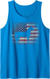 Horse - Funny Birthday Father's Day Horse - 4th of July American Flag Vintage Tank Top - Sapphire Blue