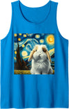 Mini Lop Rabbit Starry Night Tank Top in Sapphire Blue