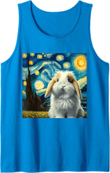 Mini Lop Rabbit Starry Night Tank Top in Sapphire Blue