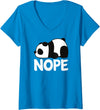 Panda Bear Inc. Womens Funny Nope Not Today Lazy Cute Giant Panda Bear Animal Gift V-Neck T-Shirt - Sapphire Blue