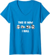 Cute Little Bear Panda This Is How I Roll Design Cute Little Bear Panda This Is How I Roll V-Neck T-Shirt - Sapphire Blue