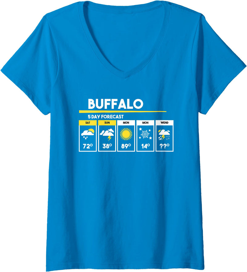 Buffalo 5 Days Forecast Tees Womens Buffalo 5 Days Forecast V-Neck T-Shirt - Sapphire Blue