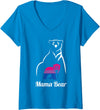 LGBT Bisexual Pride Mama Bear Designs Co. Womens LGBT Bisexual Pride Mama Bear Bi V-Neck T-Shirt - Sapphire Blue