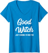 Best Witches Apparel Womens Matching Good Bad Witch BFF Costume Halloween V-Neck T-Shirt - Sapphire Blue