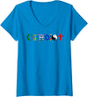 Bear In The Cloud Womens Coexist V-Neck T-Shirt - Sapphire Blue